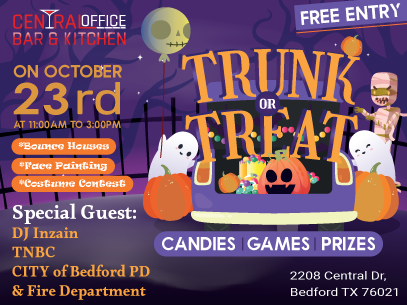 Enjoy Trunk or Treat Event in Bedford at Central-Office Bar, Bedford TX, Texas, United States