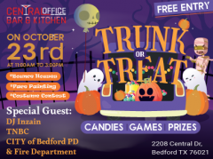 Enjoy Trunk or Treat Event in Bedford at Central-Office Bar