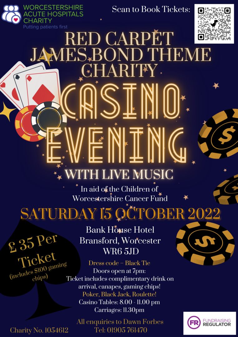 James Bond Theme Charity Casino Night - Saturday 15 October - Bank House Hotel, Bransford, Worcester, England, United Kingdom