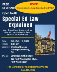 Special Education Law Explained--Free Seminar Oct. 15, 9:30am