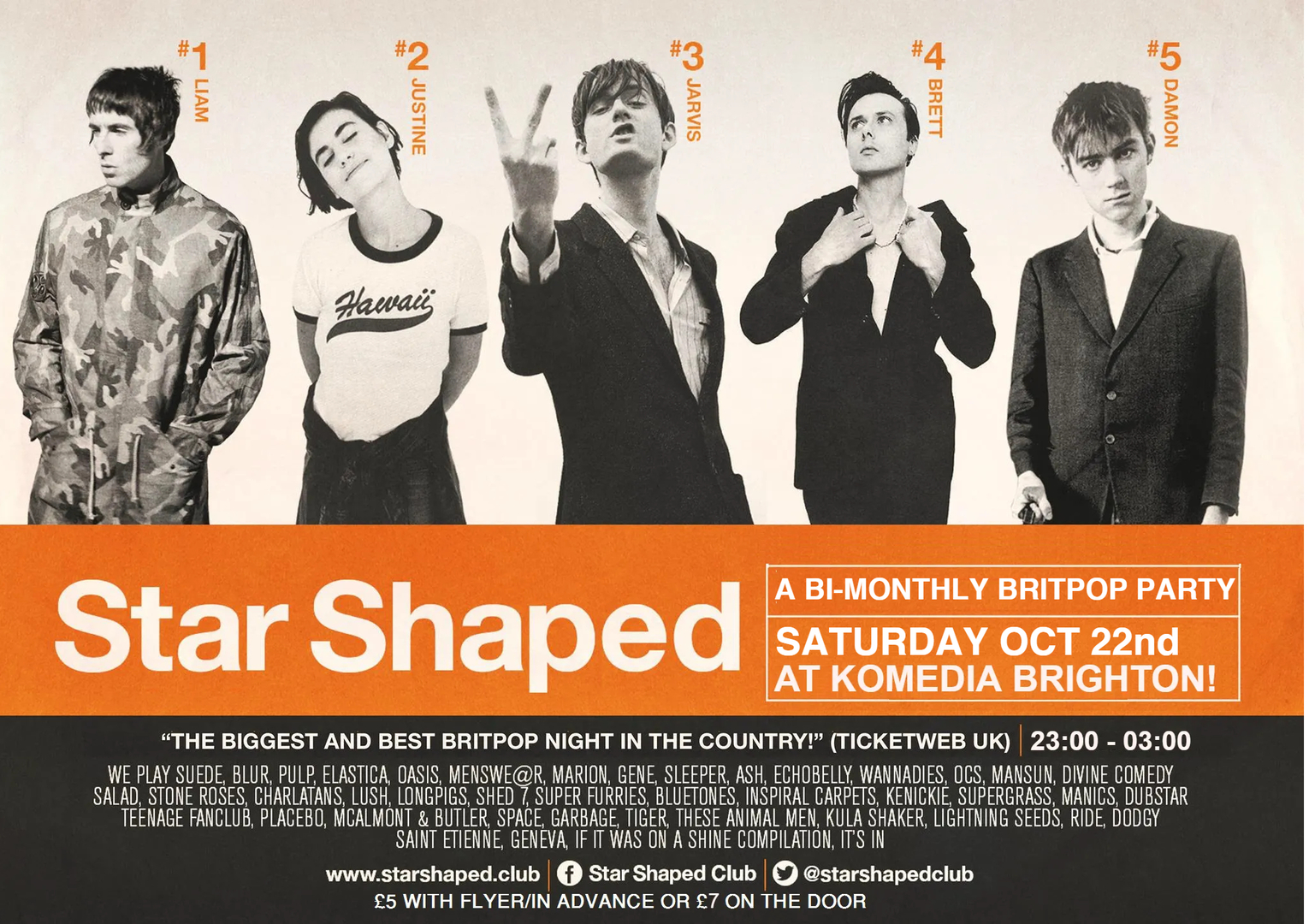 STAR SHAPED CLUB - A BRITPOP & 90's INDIE NIGHT - KOMEDIA BRIGHTON - OCT 22ND 2022, Brighton, England, United Kingdom