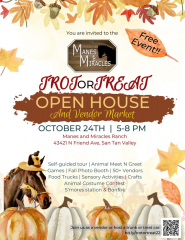 Trot or Treat Open House at the Manes and Miracles Ranch on October 24th