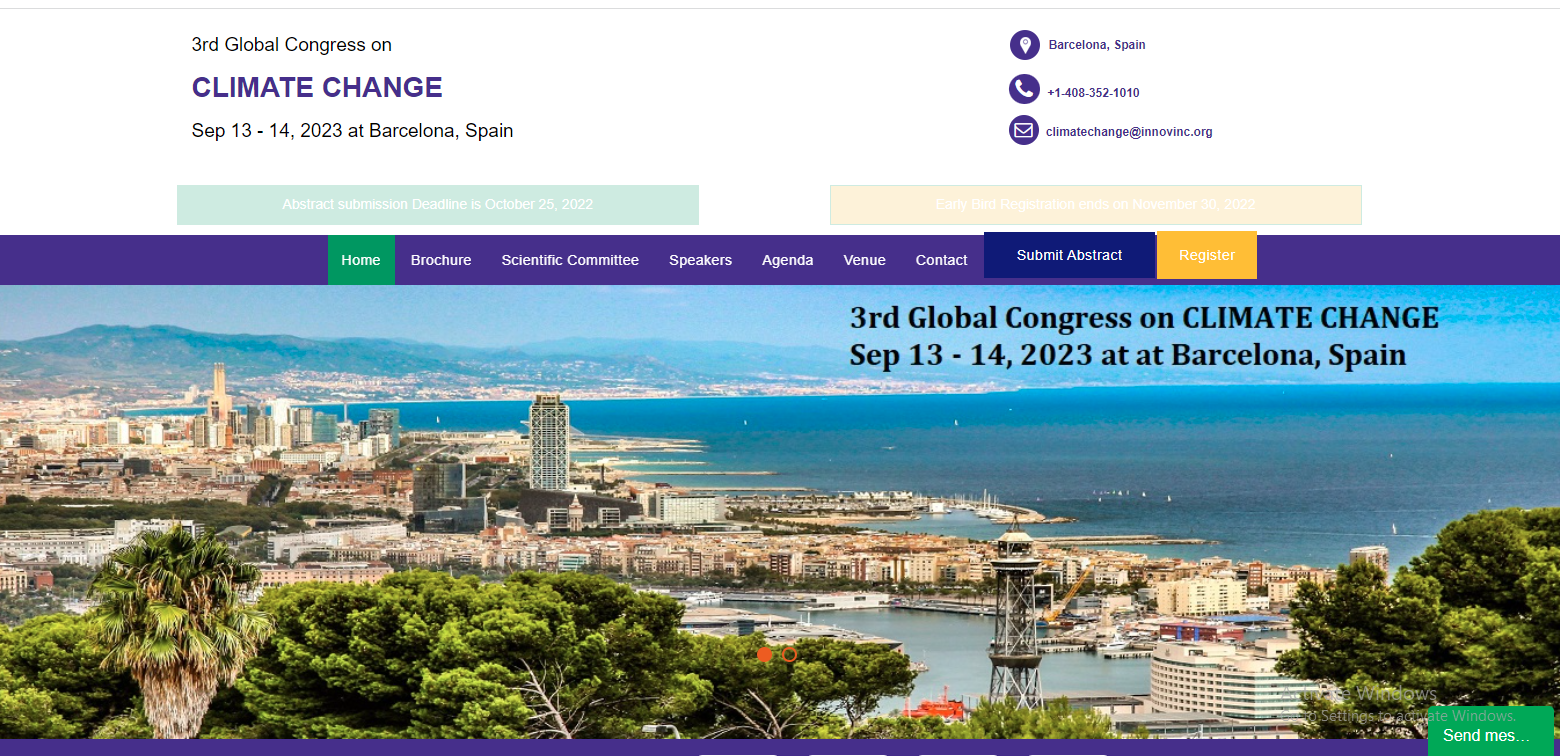 3rd Global Congress on CLIMATE CHANGE Sep 13 - 14, 2023 at Barcelona, Spain, Barcelona, Comunidad de Madrid, Spain