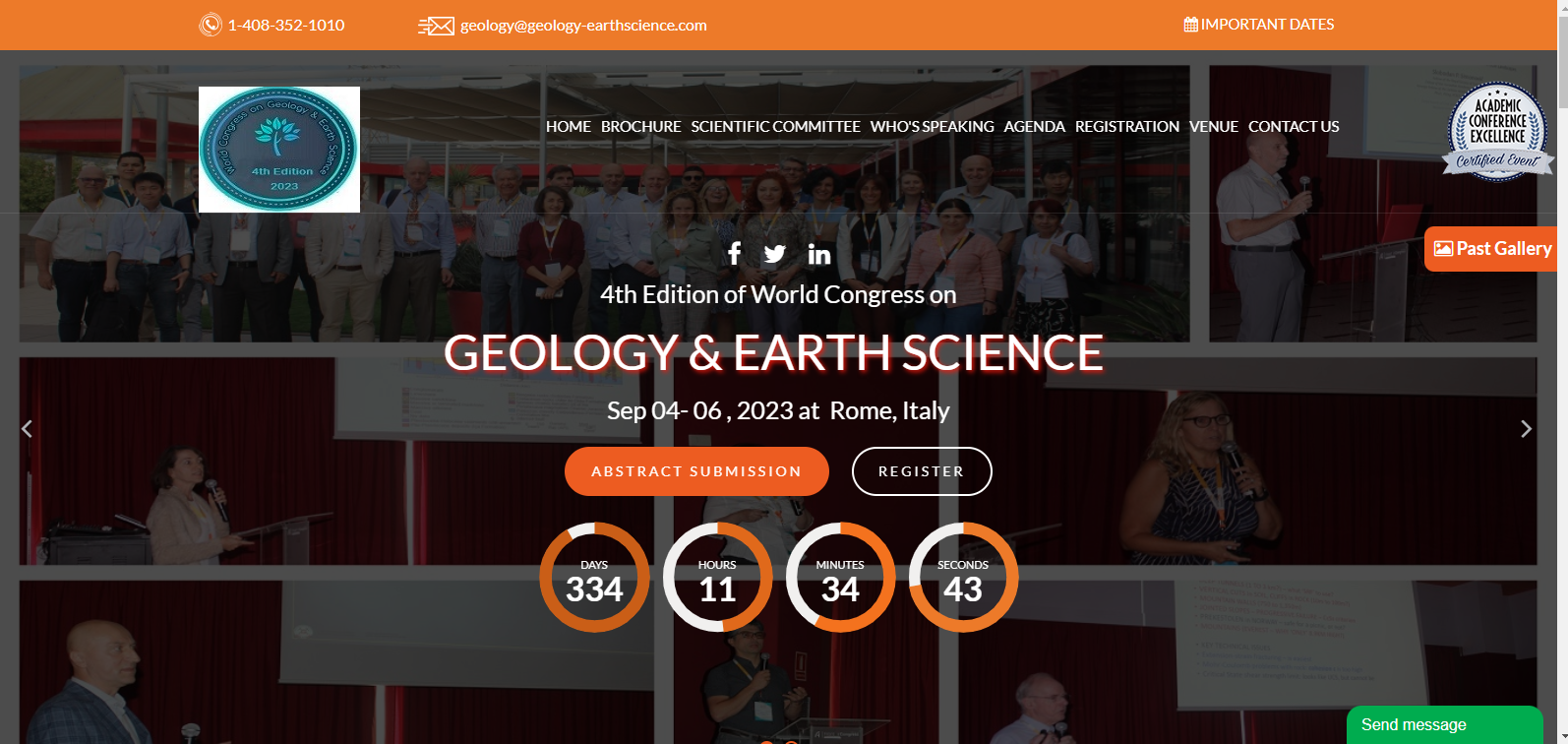 4th Edition of World Congress on GEOLOGY&EARTHSCIENCE Sep04-06,2023atRome,Italy, Online Event