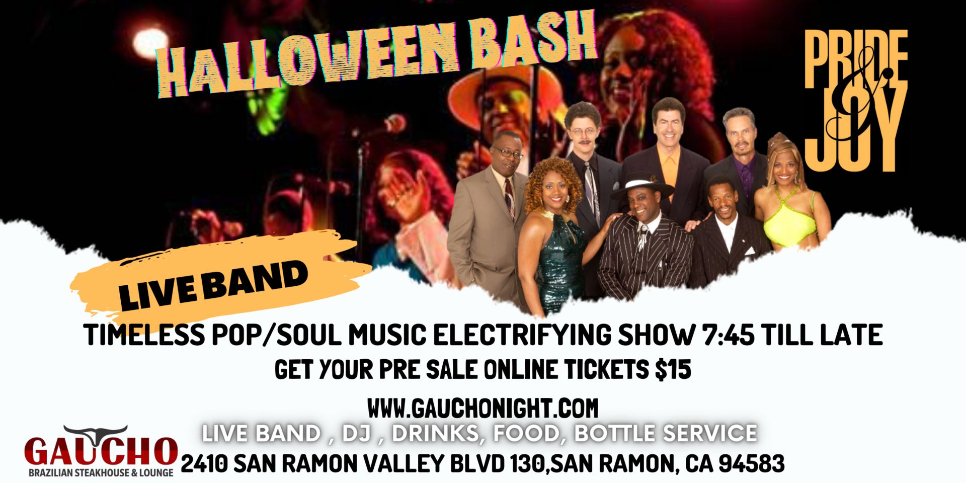 Halloween Bash Live Band with Pride and Joy DJ Dance Gaucho Nightclub San Ramon OCT 28th, San Ramon, California, United States