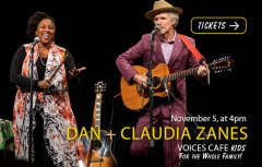 Award-winning musicians Dan + Claudia Zanes come to UU Westport Sat Nov 5, 4PM. Great family fun!