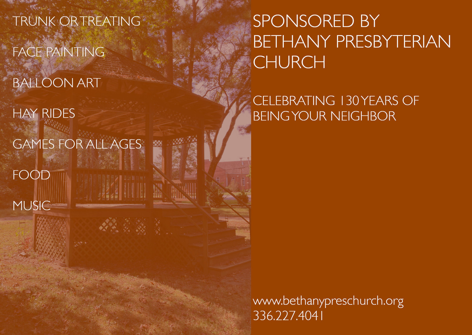 Fall Festival - Bethany Presbyterian Church - October 29th 2-5 pm, Graham, North Carolina, United States