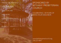 Fall Festival - Bethany Presbyterian Church - October 29th 2-5 pm