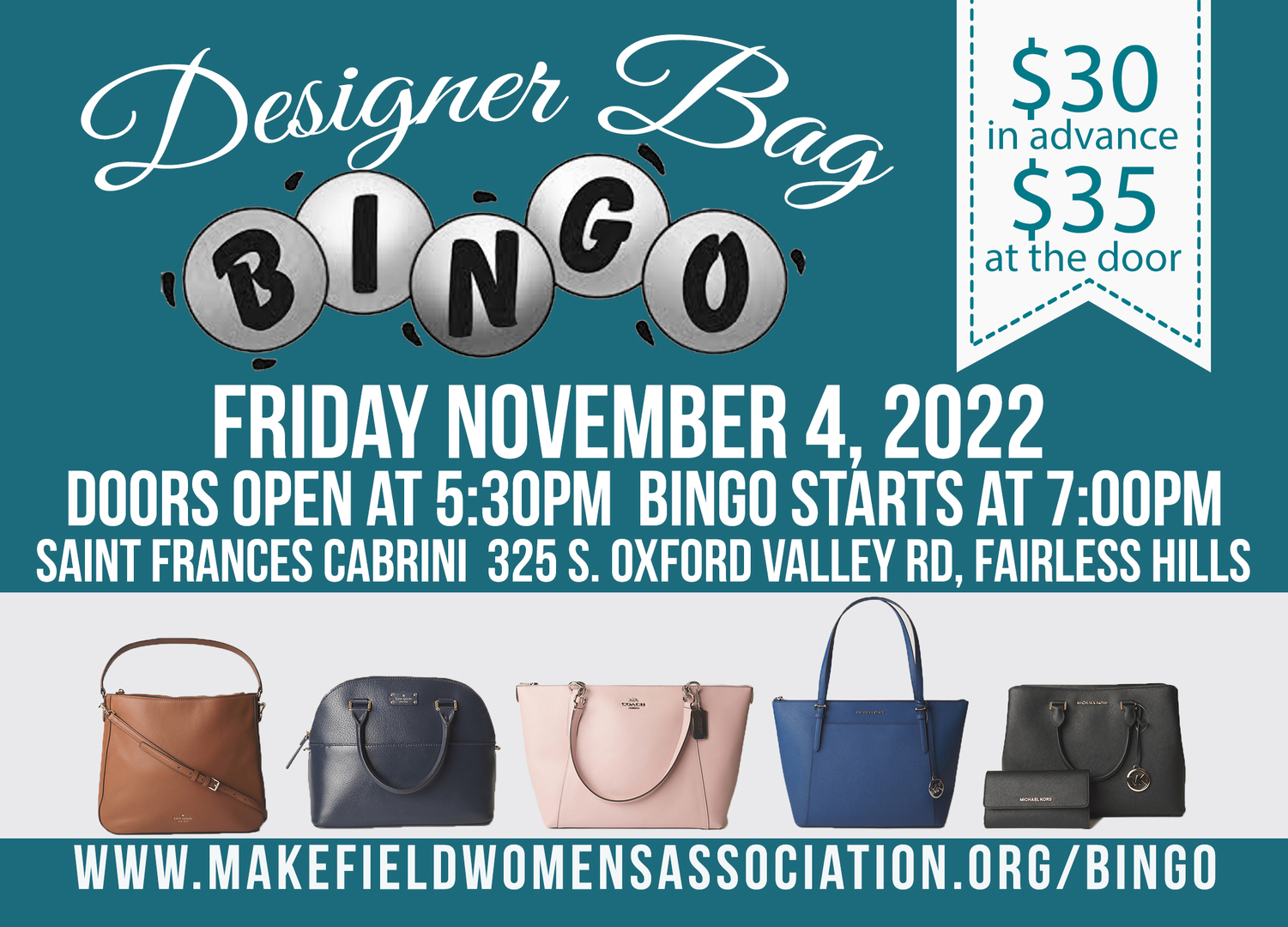 Makefield Women's Association Designer Bag Bingo, Fairless Hills, Pennsylvania, United States