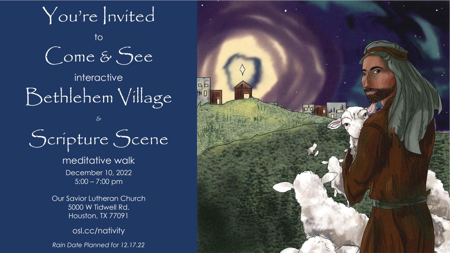 Live Nativity! Come and See our interactive Bethlehem Village and