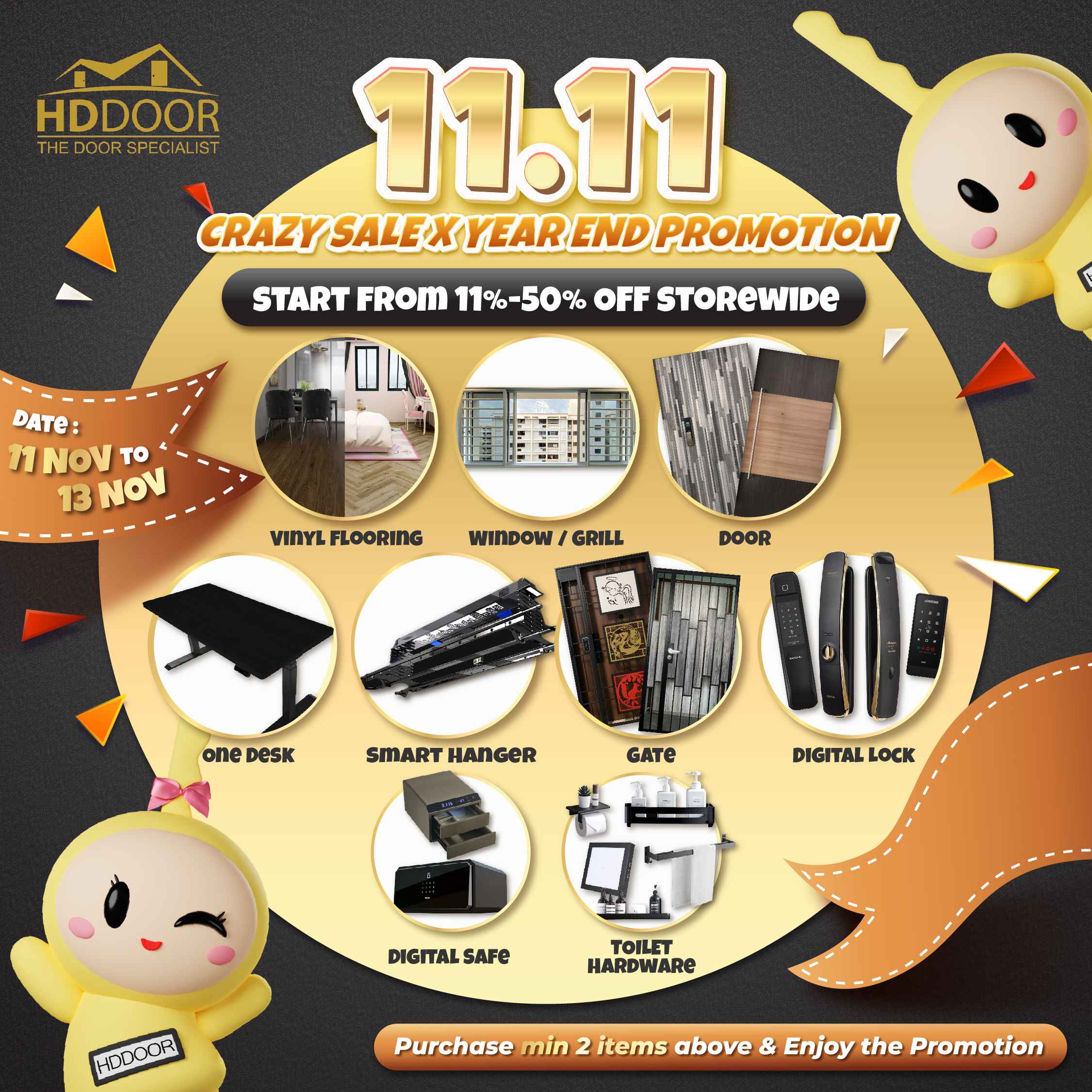11.11 Crazy Sale & Year-end promotion on HDDoor, Woodlands, North West, Singapore