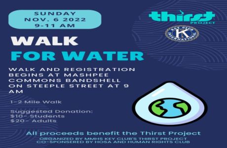 Walk for Water, Organized by the MMHS Key Club at Mashpee Commons on November 6, Mashpee, Massachusetts, United States