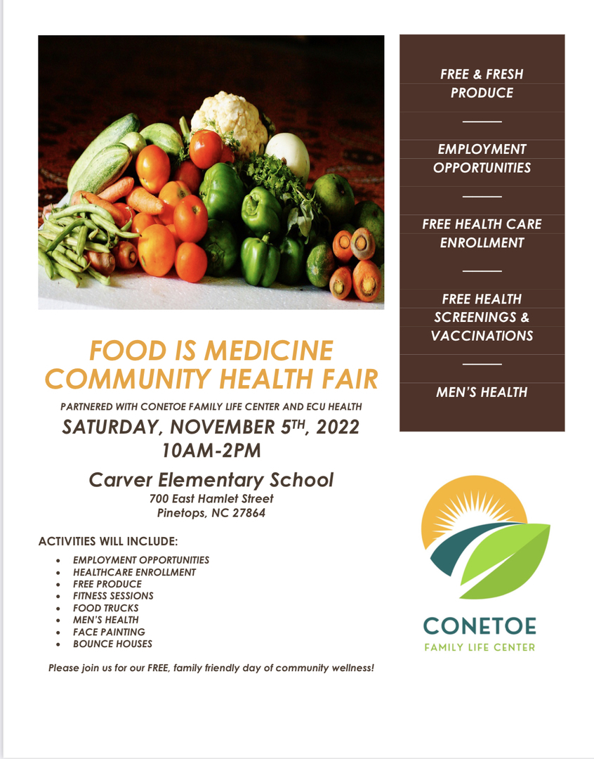 ECU Health Sponsored Food is Medicine Community Health Fair, Pinetops, North Carolina, United States