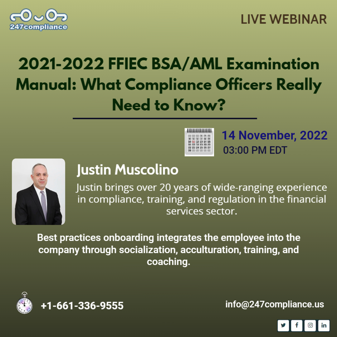 2021-2022 FFIEC BSA/AML Examination Manual: What Compliance Officers Really Need to Know?, Online Event