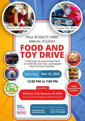 Paul Rosso and Council Rock Living's 3rd Annual Holiday Food and Toy Drive