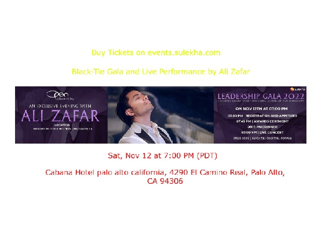 Black-Tie Gala and Live Performance by Ali Zafar, Palo Alto, California, United States