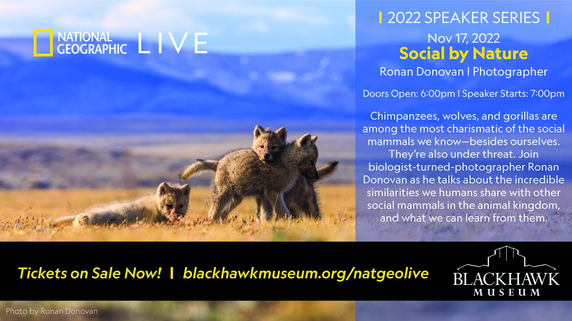National Geographic Live - Social By Nature with Ronan Donovan, Danville, California, United States