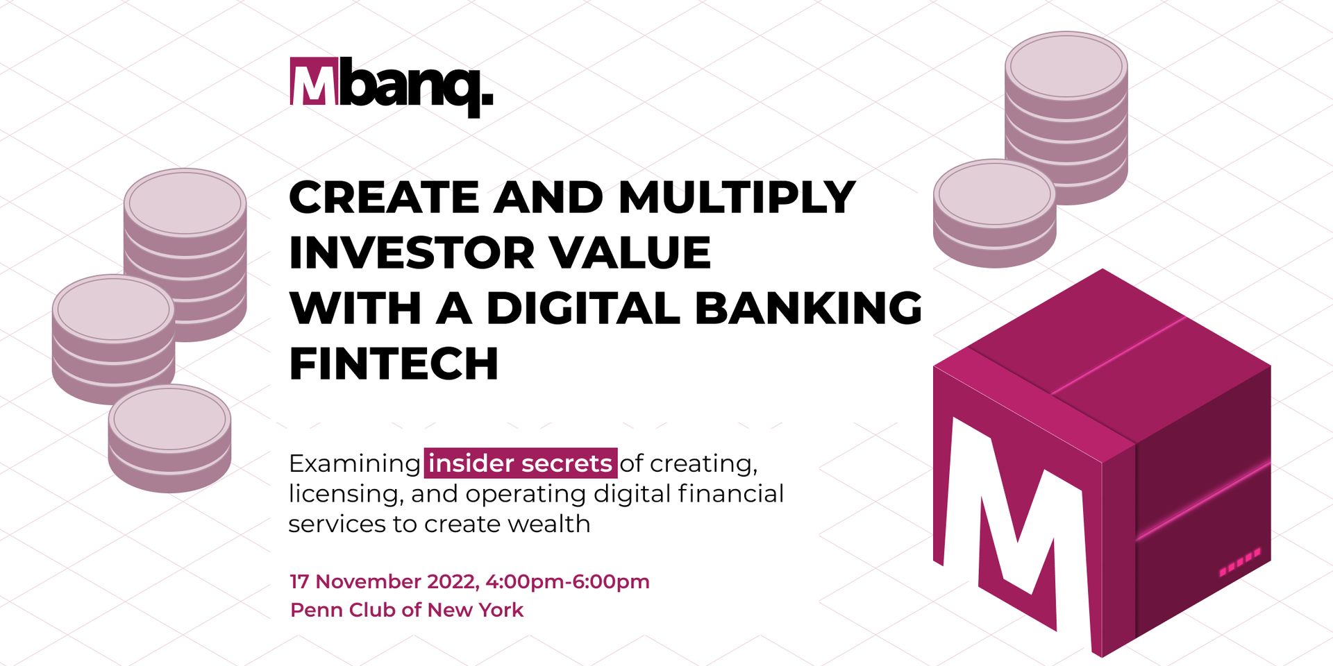 Create Your Own Digital Banking FinTech (live and in person in New York City, 4pm - Thurs 17 Nov 2022), New York, United States