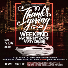 NYC Friendsgiving Weekend Sunset Yacht Party Cruise at the Jewel Yacht 2022
