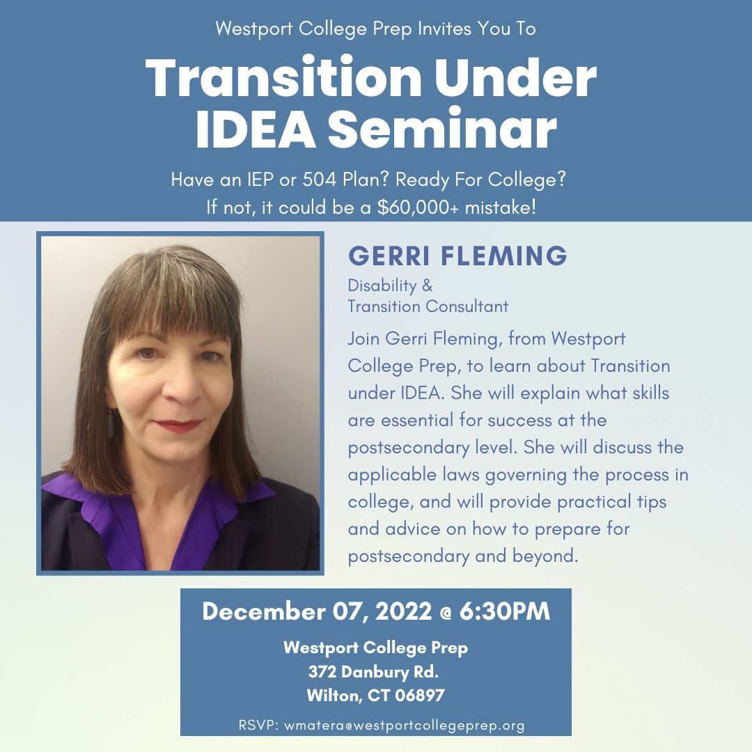 Transition Under IDEA Seminar, Wilton, Connecticut, United States