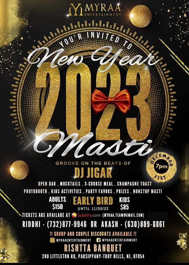 New Year 2023 Masti, Parsippany-Troy Hills, NJ 07054,New Jersey,United States