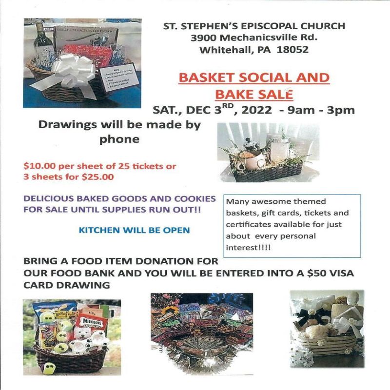 Basket Social and Bake Sale, Sat Dec 3rd from 9am-3pm, Whitehall, Pennsylvania, United States