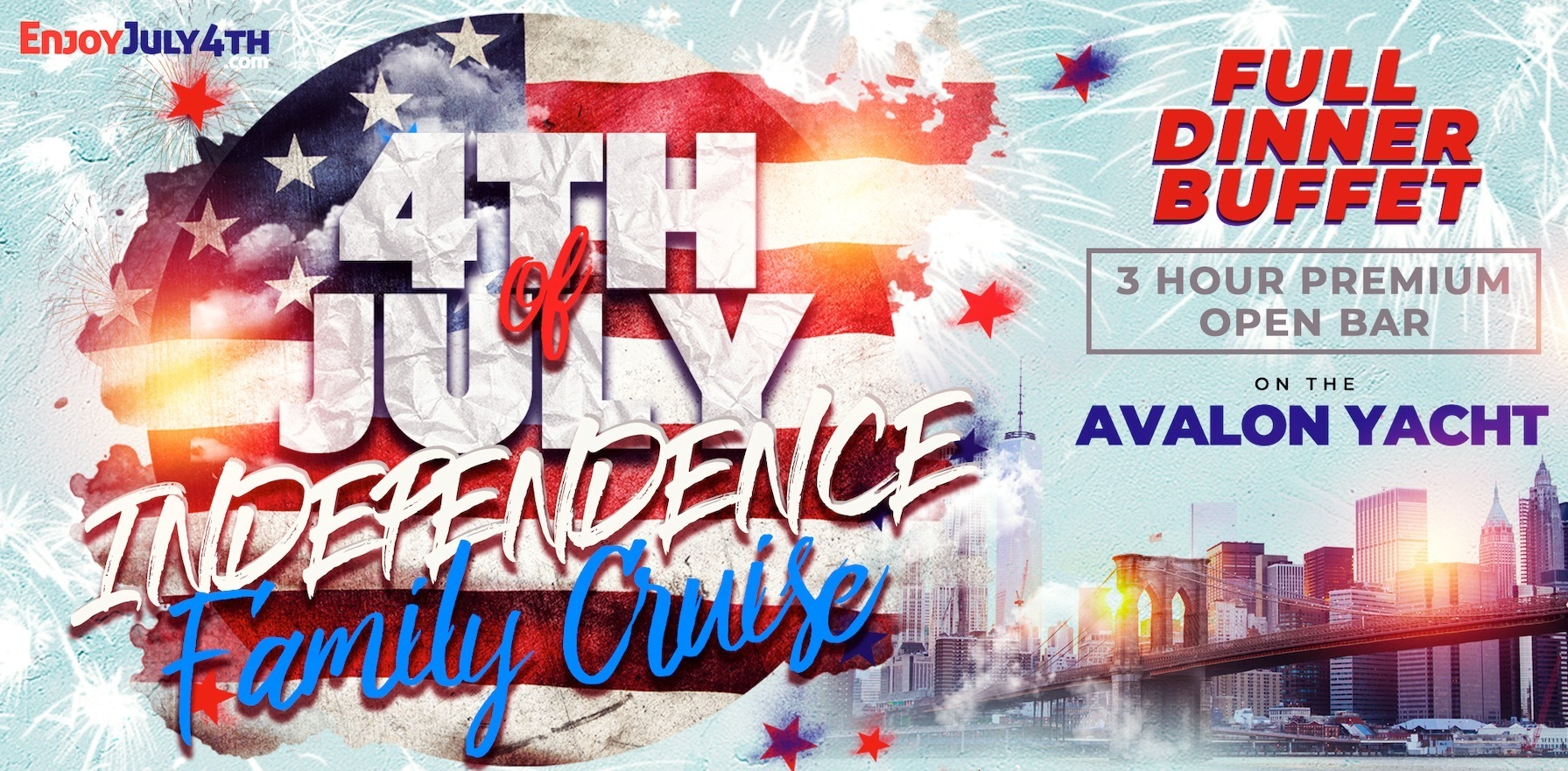 July 4th Independence Day Family Fireworks Cruise NYC aboard the Avalon Yacht - Tuesday July 4, 2023, New York, United States