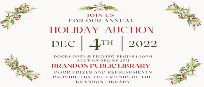 Holiday Auction @ Brandon Public Library, Brandon, Vermont, United States