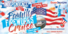 4th of July Family Fireworks Cruise in New York City aboard the Cabana Yacht - Tuesday July 4, 2023