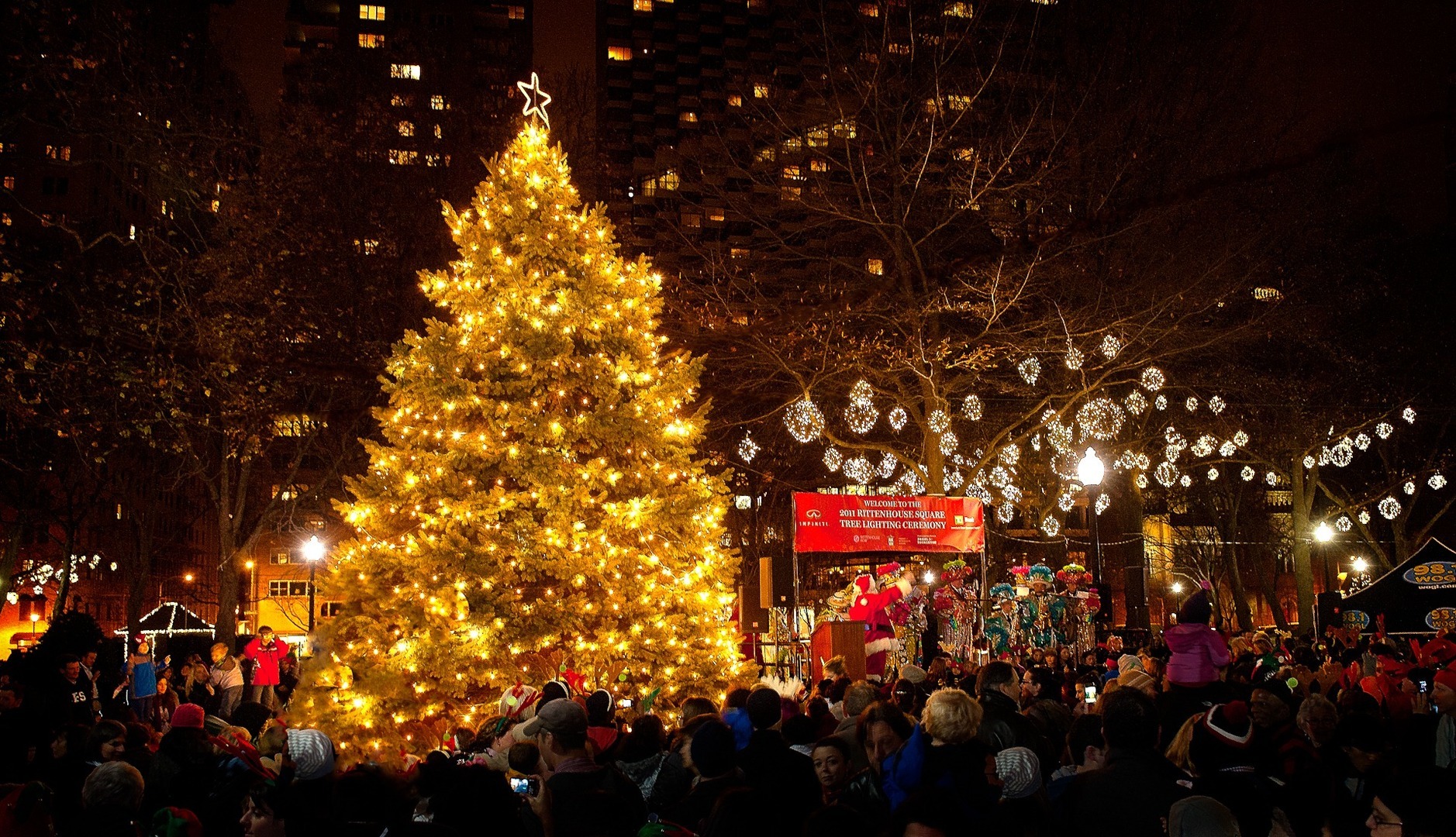 12/7 Family Friendly Rittenhouse Square Holiday Tree Lighting Event, Philadelphia, Pennsylvania, United States