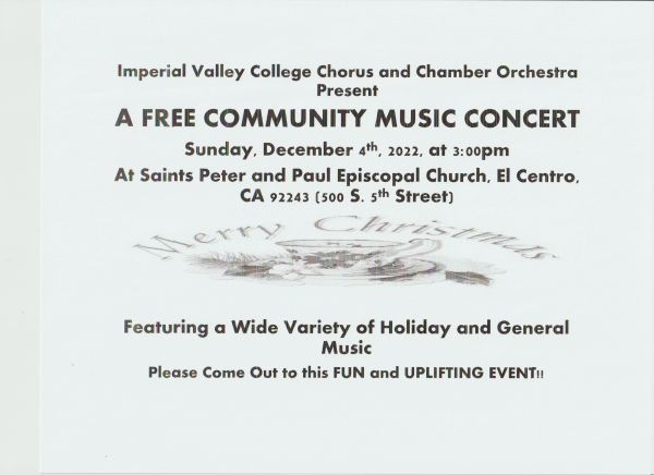 Imperial Valley College Chorus and Chamber Orchestra in FREE Community Music Concert, El Centro, California, United States