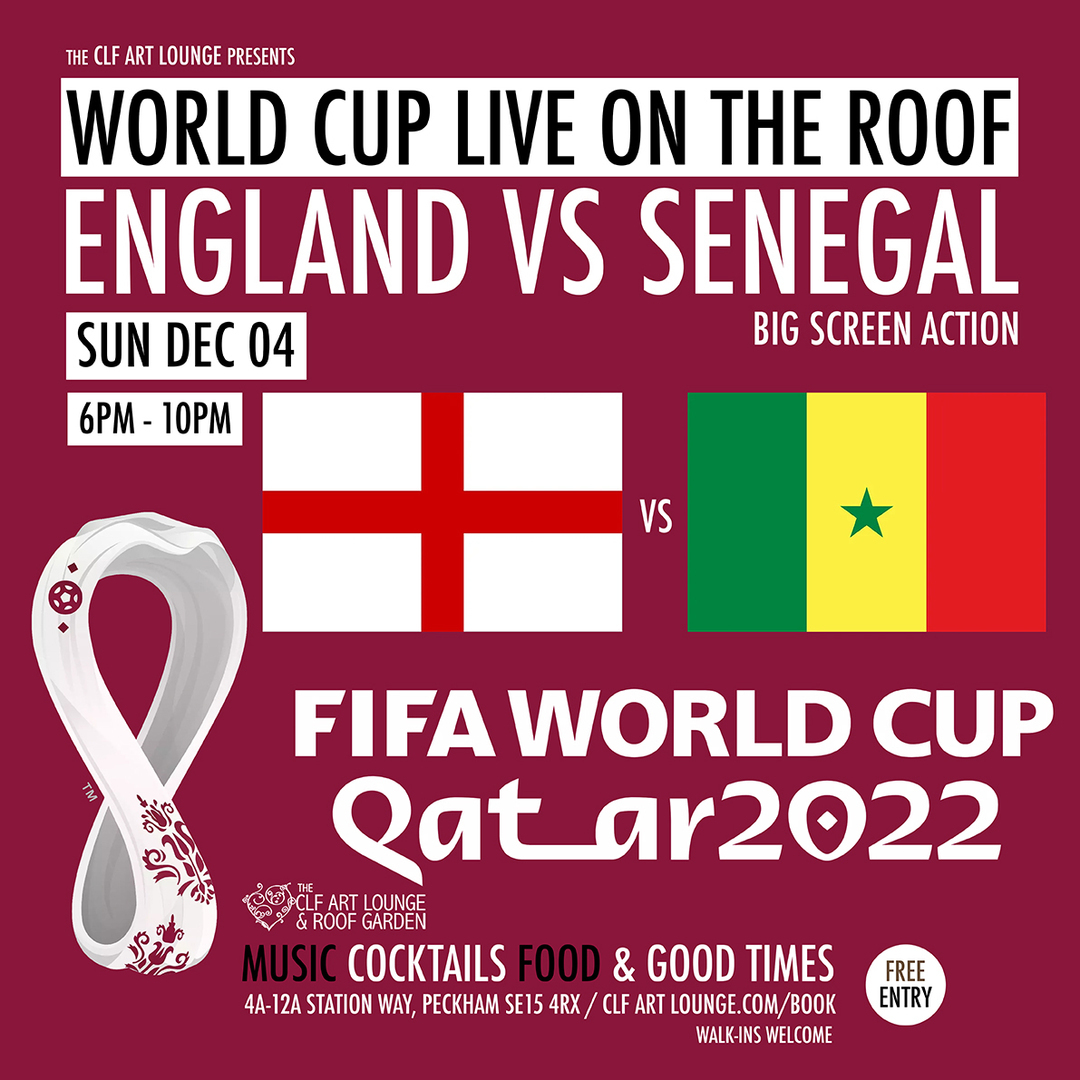 Fifa World Cup Live On The Roof, England Vs Senegal - Free Entry, London, United Kingdom