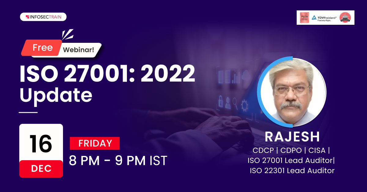 Free Webinar Insight into the ISO 27001:2022 Update!, Online Event