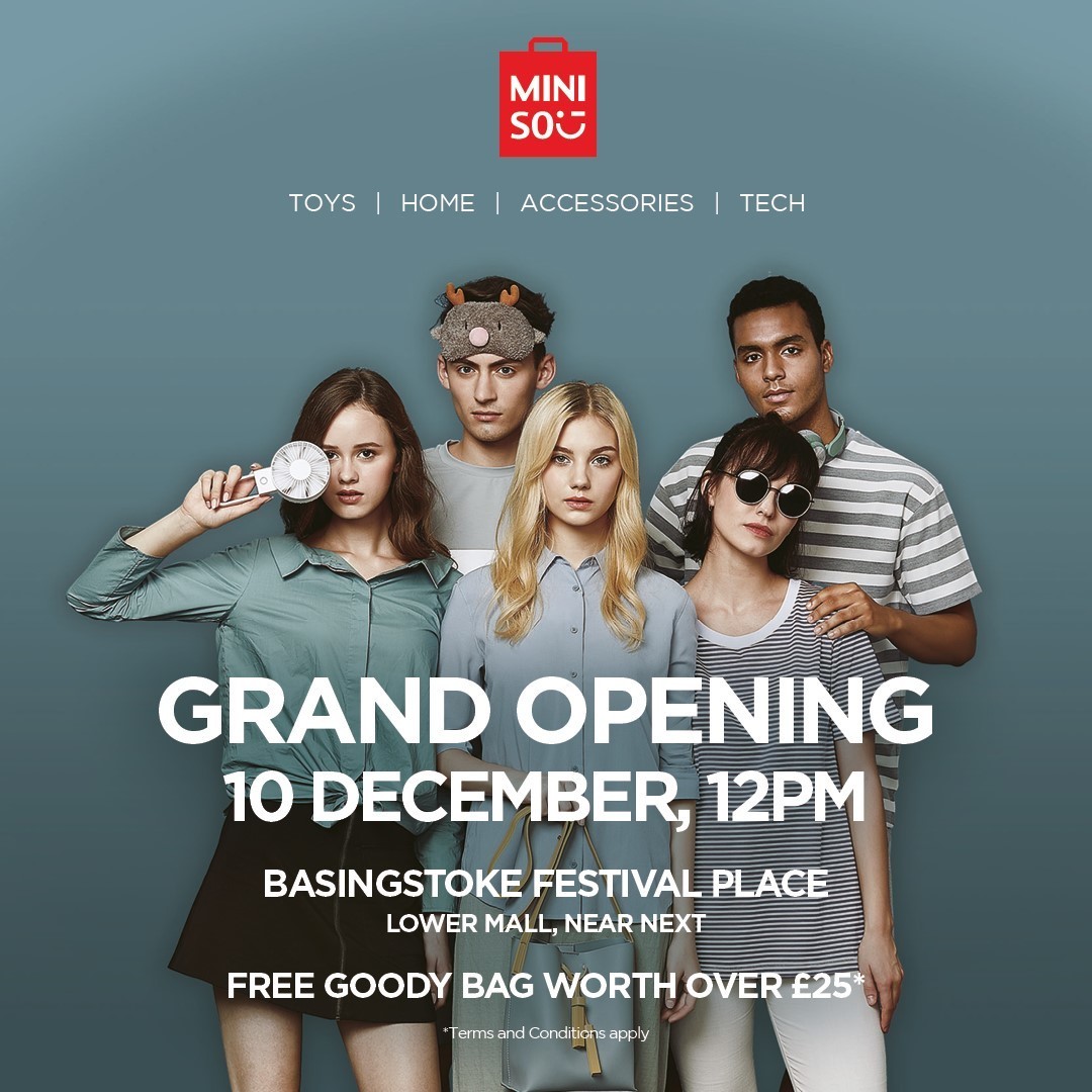 MINISO Grand Opening Event | Festival Place, Lower Mall | Sat 10 Dec, 12pm, Basingstoke, Hampshire, United Kingdom