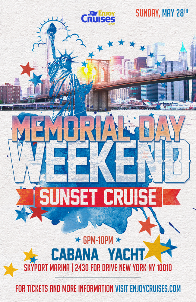 Sunset Party Cruise Memorial Day Weekend in New York City on the Cabana Yacht - Sunday May 28, 2023, New York, United States