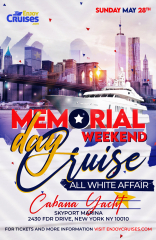 All White Affair Memorial Day Weekend Nightlife Cruise on the Cabana Yacht NYC - Sunday May 28, 2023