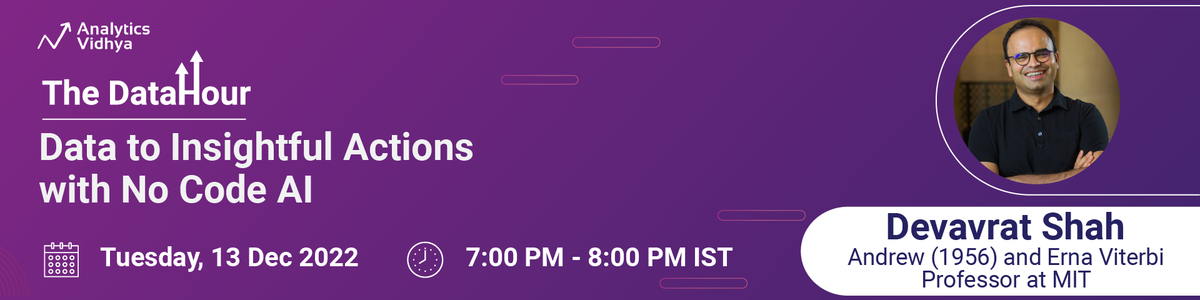 DataHour: Data to Insightful Actions with No Code AI, Online Event