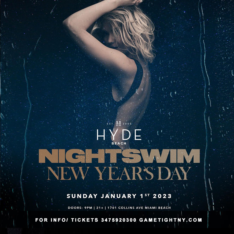 Hyde Beach at SLS South Beach Miami Night Swim New Year's Day party 2023, Miami Beach, Florida, United States