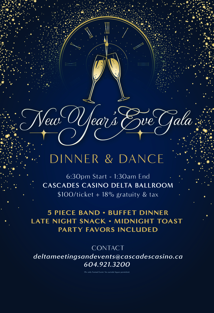 New Year's Eve Gala at Cascades Casino Delta, Delta, British Columbia, Canada
