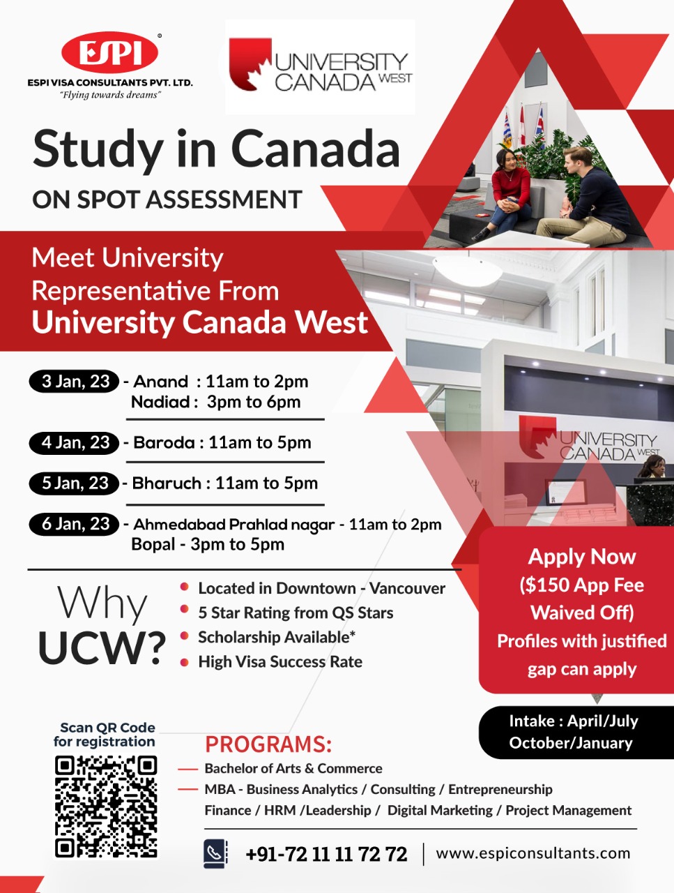 Register Now Study in Canada at University of Canada West – Vancouver (UCW), Vadodara, Gujarat, India