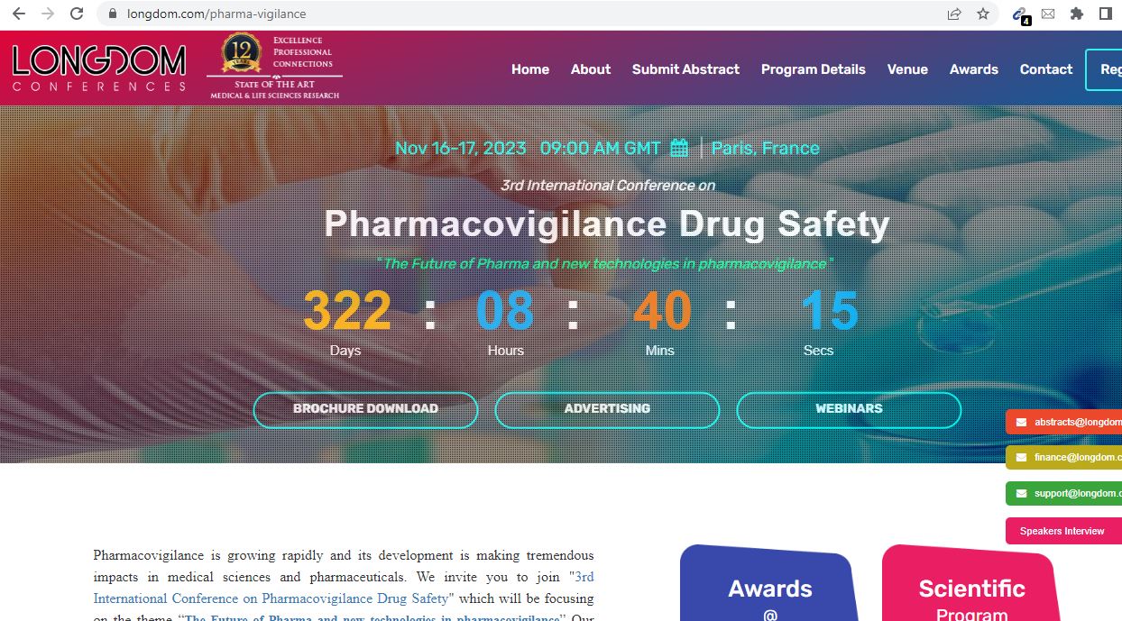 3rd International Conference on Pharmacovigilance Drug Safety, Paris, France,Cantal,France