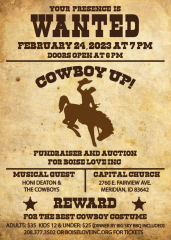"Cowboy Up" supporting Boise Love INC