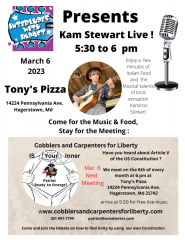 Kam Stewart , Live Music and Learn about Article V of US Constitution, Hagerstown Md