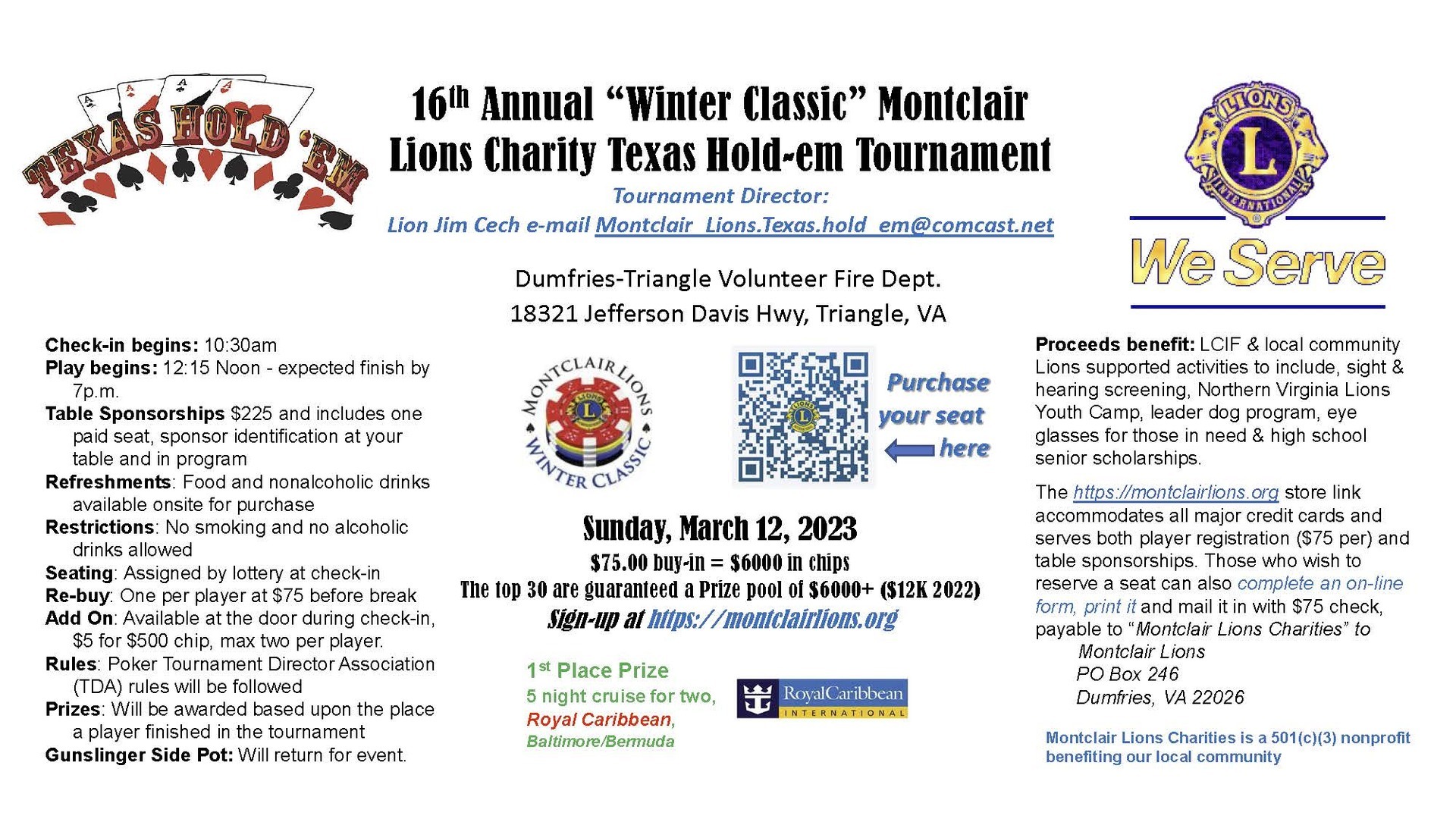 16th Annual Montclair Lions Charity Texas Hold-em Tournament, Triangle, Virginia, United States