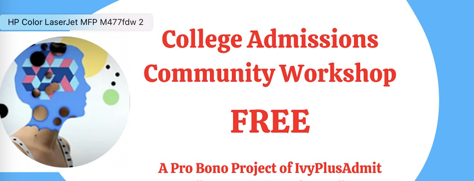 College Admissions Free Community Workshop, Online Event