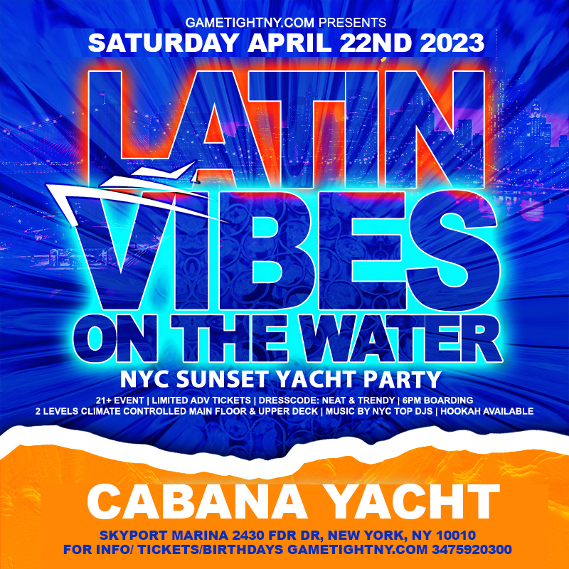 Latin Vibes NYC Saturday Sunset Cabana Yacht Party Skyport Marina 2023, New York, United States