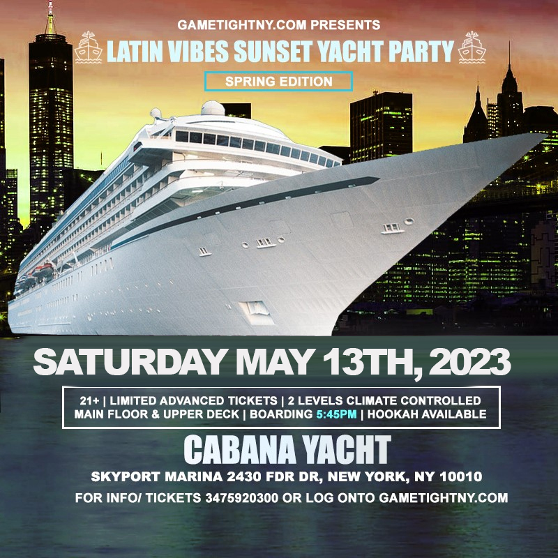 Latin Vibes NYC Cabana Yacht Party Sunset Cruise Skyport Marina 2023, New York, United States