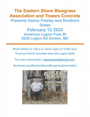 Eastern Shore Bluegrass Association and Towers Concrete Presents Danny Paisley and Southern Grass