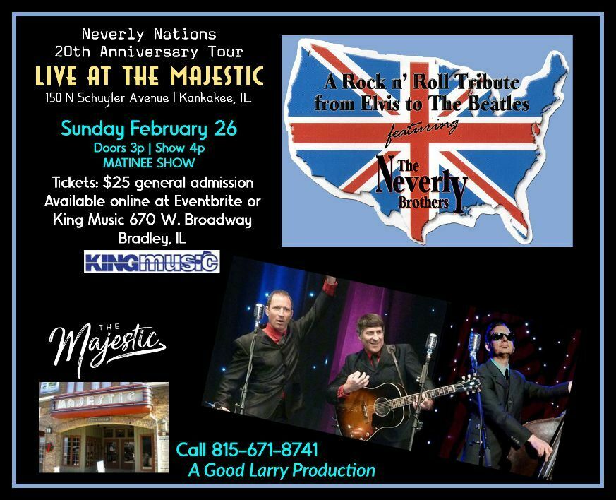 A Rock N Roll Tribute from Elvis to the Beatles by the Neverly Brothers. 20the Anniversary Concert, Kankakee, Illinois, United States