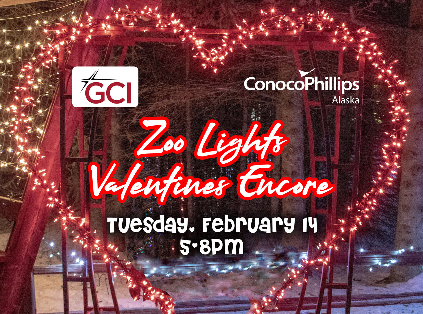 Valentines Evening Zoo Lights, Anchorage, Alaska, United States